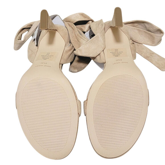 Nine West Women Kelsie Slingback Ankle Wrap Sandals Size US 8.5M Natural Beige - Picture 5 of 6